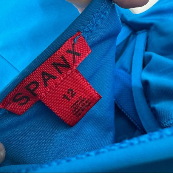 NEW Spanx Halter One Piece Bayside Blue Gold Ring Twist Front Swimsuit Size XL - Picture 8 of 11